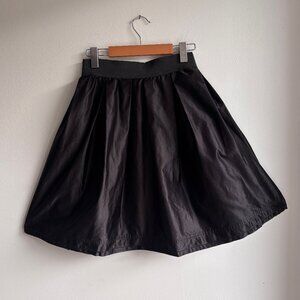 Donna Karan Black Satin-Feel A-Line Skirt - S/M